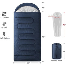 Load image into Gallery viewer, COWIN Sleeping Bags for Adults Backpacking Lightweight Waterproof- 41-59℉ for Camping Hiking Outdoor Travel with Compression Bags 3.52lb , Royal Blue
