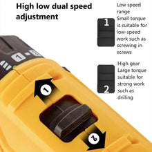 Load image into Gallery viewer, Aedavey 20V Cordless Drill, 18 Position Clutch Drill with 22 Pieces Drill Set, 3/8in Keyless Chuck Power Drill with 2 Batteries and Charger, Yellow Driller Set
