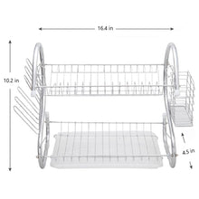 Load image into Gallery viewer, Mighty Rock Bowl Rack Dish Rack 2 Tier Dish Rack with Cup Holder, Dish Drainer with Drainboard Stainless Steel Dish Drying Rack for Compact Kitchen
