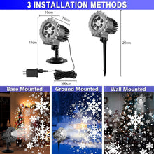 Load image into Gallery viewer, Christmas LED Snowflake Projector Lights Outdoor, 3D Snowfall Projection Lamp Outside Waterproof, Black
