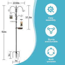 Load image into Gallery viewer, kibhous 4-Hook Bird Feeding Station Bird Feeding Station Kit 92in Steel Tall Bird Feeder Poles with Bird Bath, Mesh Tray Suet Feeder
