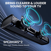 Load image into Gallery viewer, TV Sound Bar, Sound Bars for Smart TV Bluetooth 5.0 Soundbar 50W 17Inch Small Soundbars with HDMI-ARC/Optical/AUX Connection, TV Soundbar Surround Sound Bars for Home Theater Audio

