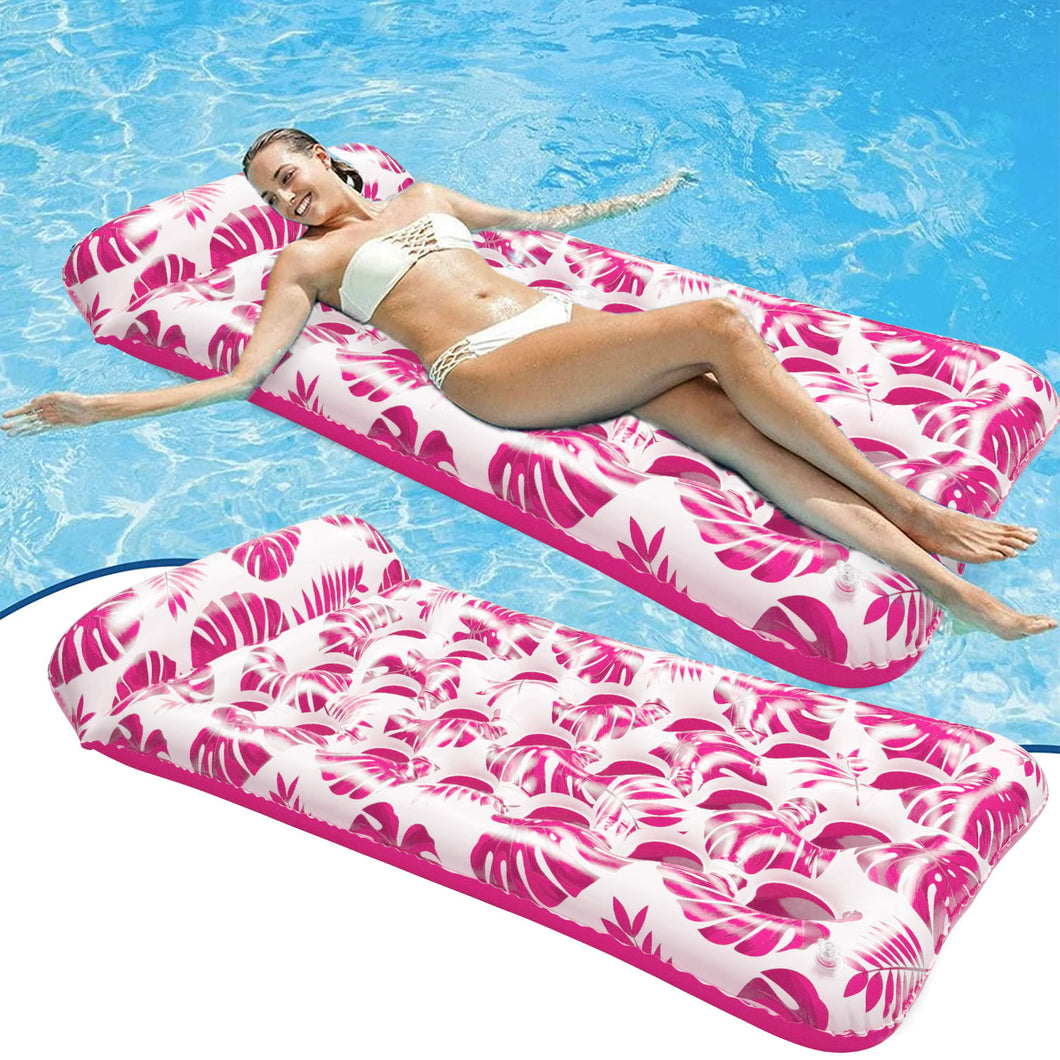 COWIN Inflatable Pool Floats Hammock, 73 X 34 Inches Adults for Size Water Hammock Lounge with Headrest, Floating Pool Lounge Chair for Men and Women (Red)