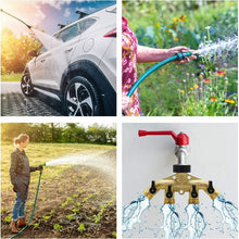 Load image into Gallery viewer, 4 Way Brass Hose Splitter Aedavey Solid Brass Hose Connector 3/4&quot; Hose Spigot Adapter Garden Hose Faucet Manifold with 4 Valves
