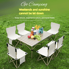 Load image into Gallery viewer, COWIN Folding Camping Table Portable , 37.4&#39;&#39; x 22.4&#39;&#39; Beach Table for Sand, Foldable Side Table, Foldable Portable Camping Table, Folding Camp Table Camping Folding Table Small Camping Table Aluminum
