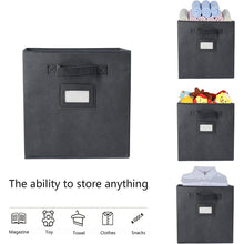 Load image into Gallery viewer, Kibhous 6 Pcs Foldable Storage Box, 10 * 10 * 11 Inch Fabric Storage Bins, Fabric Closet Organizers with Label Pocket, Cube Storage Bin Suitable for Family Bedroom Office, Gray
