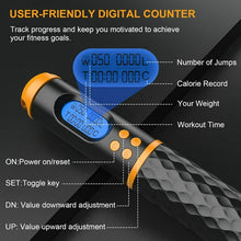 Load image into Gallery viewer, Jump Rope Fitness Weighted Skip Rope Smart with Counter Adjustable Heavy Jump Rope Men Women Adults Kids
