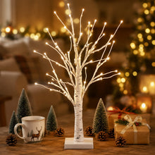 Load image into Gallery viewer, White Birch Tree with Lights, 2 Pack 2FT Christmas Tree with 24 LED Decorations Indoor, Table Top Decor for Home Decor Halloween Valentines Holiday Party

