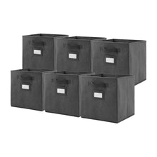 Load image into Gallery viewer, Kibhous 6 Pcs Foldable Storage Box, 10 * 10 * 11 Inch Fabric Storage Bins, Fabric Closet Organizers with Label Pocket, Cube Storage Bin Suitable for Family Bedroom Office, Gray
