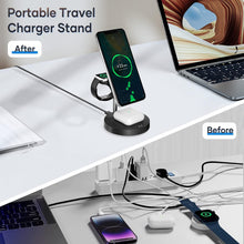 Load image into Gallery viewer, 3 in 1 Charging Station, Wireless Charger for iPhone, Fast Mag-Safe Charger Stand with QC2.0 3.0 Adapter Compatible with iPhone 14,13,12 Pro Max/Pro/Mini/Plus, Watch Ultra/8/7/SE/6/5/4/3/2/1, Black
