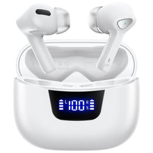 Load image into Gallery viewer, Wireless Earphones, Bluetooth 5.3 Stereo Bass, IPX7 Waterproof , Noise Cancelling Microphone Earbuds, 50H Playback Time, LED Display Screen, Suitable For Mobile Phones/Computers, White
