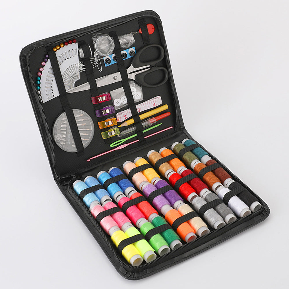 Sewing Kit for Adults and Kids - Small Beginner Set w/ Multicolor Thread, Needles, Scissors, Thimble & Clips - Emergency Repair and Travel Kits - Sewing Accessories and Supplies
