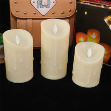 Load image into Gallery viewer, Glass LED Flameless Candles Battery Operated with Flickering Moving Wicks, Pack of 3 (D 3”×H 4”5”6”) Real Wax Pillar Candles for Fireplace Halloween（White）
