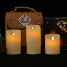 Load image into Gallery viewer, Glass LED Flameless Candles Battery Operated with Flickering Moving Wicks, Pack of 3 (D 3”×H 4”5”6”) Real Wax Pillar Candles for Fireplace Halloween（White）
