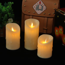 Load image into Gallery viewer, Glass LED Flameless Candles Battery Operated with Flickering Moving Wicks, Pack of 3 (D 3”×H 4”5”6”) Real Wax Pillar Candles for Fireplace Halloween（White）
