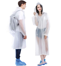Load image into Gallery viewer, EVA Rain Poncho for Adults, 2 Pack Reusable Raincoat with Hoods and Sleeves Lightweight Rain, White
