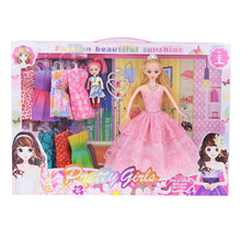 Load image into Gallery viewer, Fashion Doll Dress Up Kit Small Toddler Doll Clothes Outfit 15 pcs Movable Portable Babysitting Fashion Toy Gift for 3 to 8 Year Old
