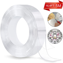 Load image into Gallery viewer, Meidong Multipurpose Nano Grip Tape Reusable Removable Washable Double Sided Sticky Strips Seamless Traceless Tape Adhesive Kitchen Holder (Clear - 5M/16.4ft)
