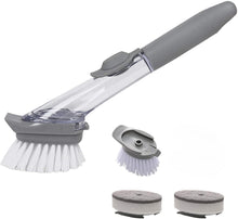 Load image into Gallery viewer, Dish Scrub Brush, Soap Dish Wand Refills Sponge, Replaceable Refills Sponges Brush Heads,Reusable for Sink Pot Kitchen Cleaning Including 2 Dish Brush and 2 Replacement Sponge Head

