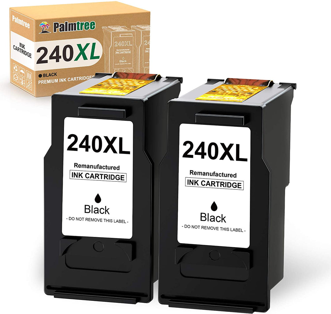 Palmtree Remanufactured Ink Cartridge Replacement for Canon 240 XL PG-240XL for Pixma MG3620 MG3600 TS5120 TS5100 MX472 MX452 MX512 MG3222 Printer Ink (2 Black)