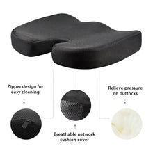 Load image into Gallery viewer, Premium Comfort Seat Cushion - Non-Slip Memory Foam Coccyx Pad for Back, Tailbone &amp; Sciatica Pain Relief- Posture Corrector for Office Chair, Gaming Chair, Car Seat and Wheelchair
