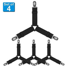 Load image into Gallery viewer, Meidong Adjustable Bed Sheet Holder Straps, Triangle Non-Slip Elastic Mattress Corner Clips with Heavy Duty Grippers Clips (Set of 4)
