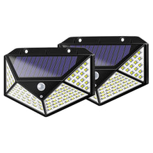 Load image into Gallery viewer, Solar Lights Motion Sensor 100 Led Smart Brightness Control Waterproof IP65 Wireless Lights for Garden Fence Patio Garage Front Door 2 Pack
