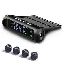 Load image into Gallery viewer, Tire Pressure Monitoring Systems, 6 Alarm Modes Wireless Solar Power and USB Charge with 4 External Sensors Real Time Pressure and Temperature Alarm Auto Safety Monitor for Trailer Car Truck
