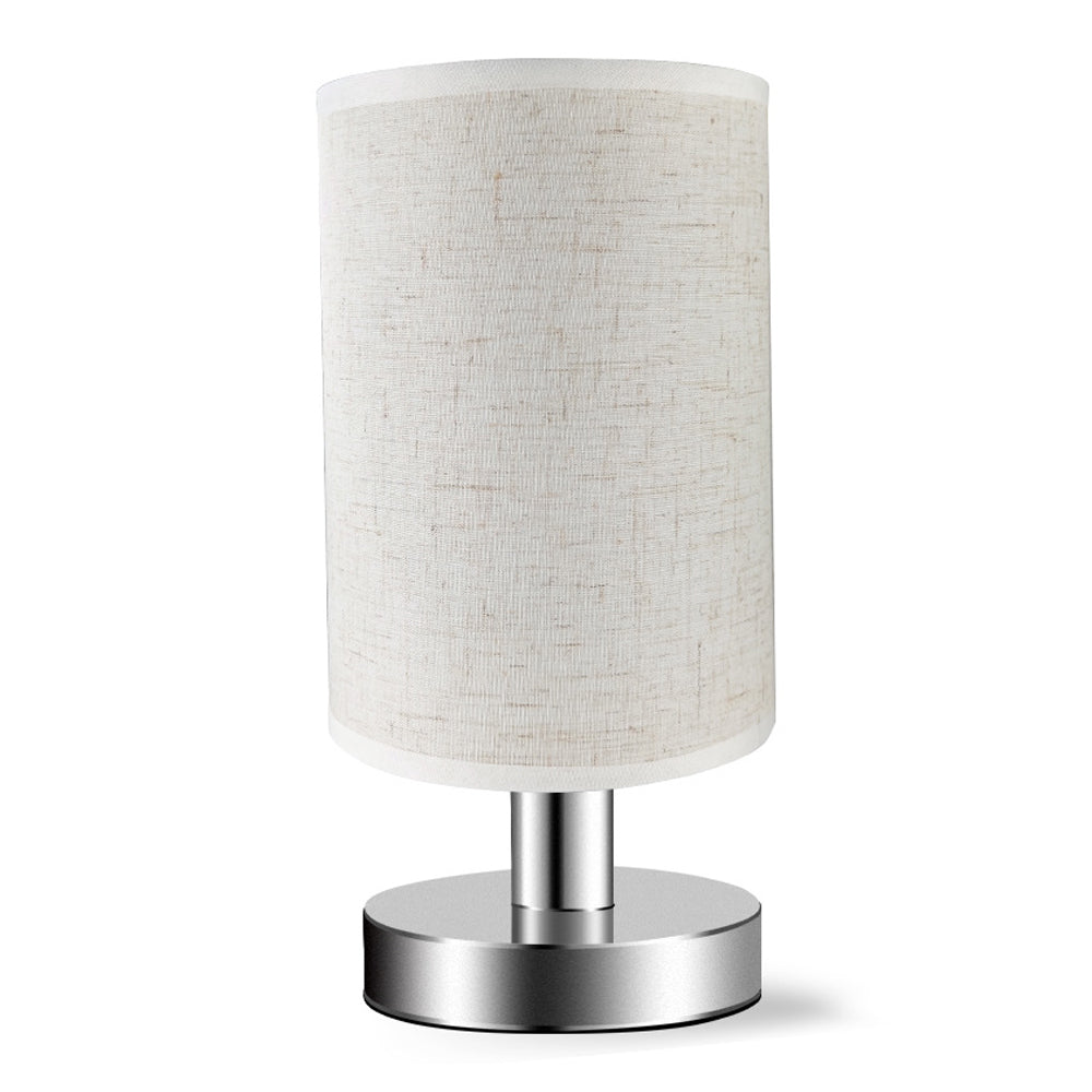 Touch Control Table Lamp for Bedroom 3 Way Dimmable Nightstand Lamp with Fabric Linen Lamp Shade for Living Room, Kids Room, College Dorm, Office (E27 LED Bulb Included)