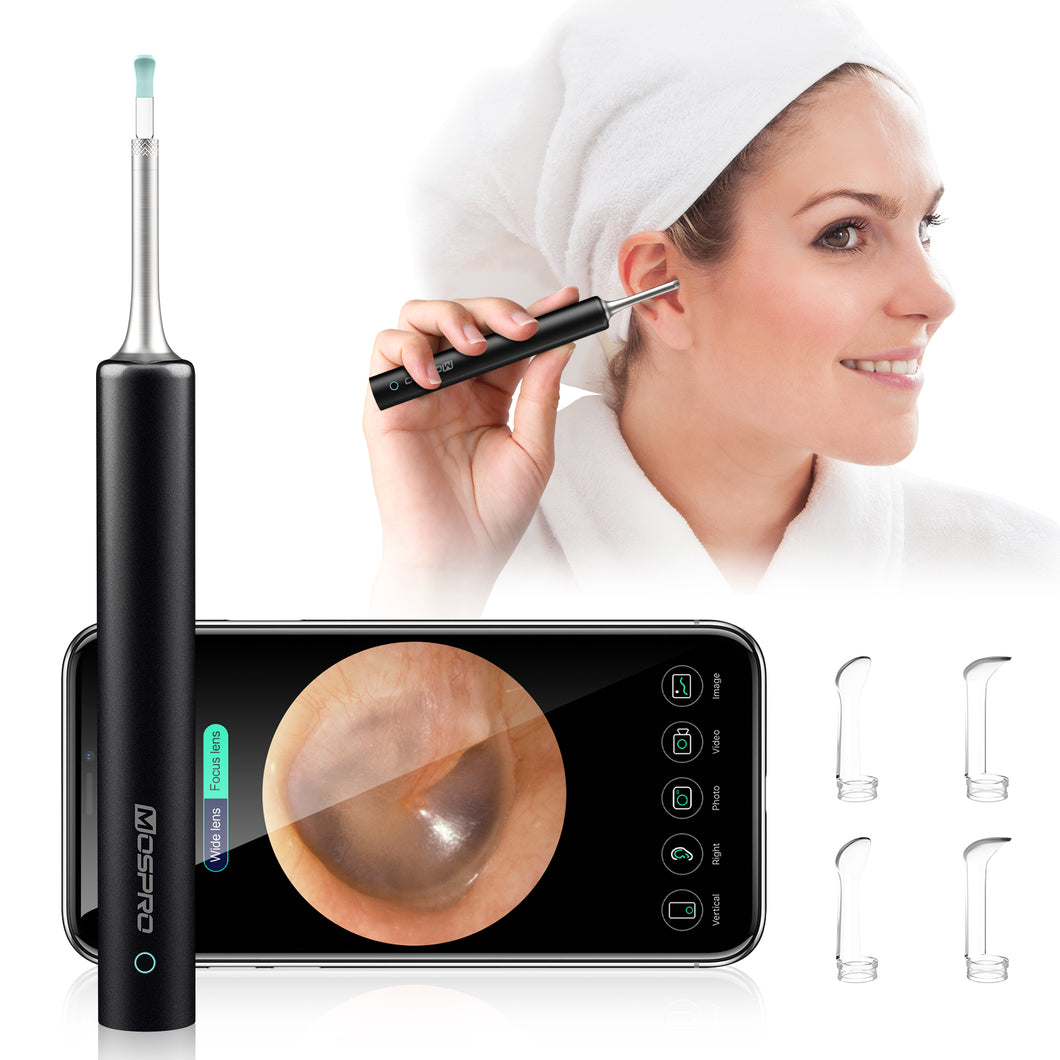 Ear Wax Removal Tool, MOSPRO Intelligent Ear Endoscope with 1080P HD Camera, 6 LED Lights, Temperature Control, Wireless Otoscope Compatible with iPhone and Samsung Phones for Adults, Kids, and Pets