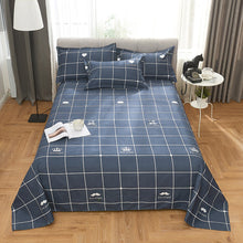 Load image into Gallery viewer, 4 Piece Summer Thin Duvet Cover Set Twin (1 Duvet Cover + 2 Pillow Shams + 1 Flat Sheet) with Plaid Blue, Soft Microfiber with Zipper Closure for Adult/Kids
