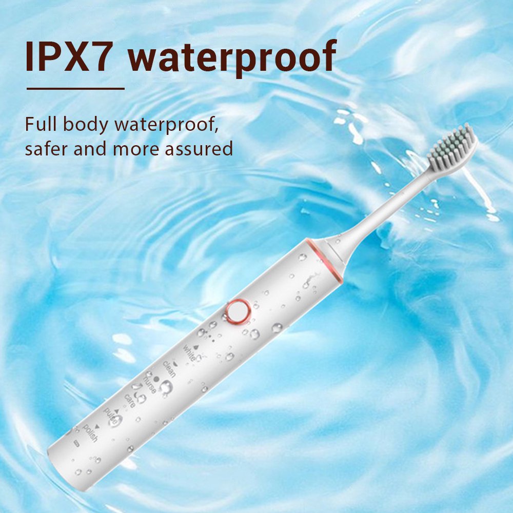 Electric Toothbrush for Adults, Quieter USB Rechargeable Travel Electronic Toothbrushes with Smart Timer, IPX7, 8 Brush Heads