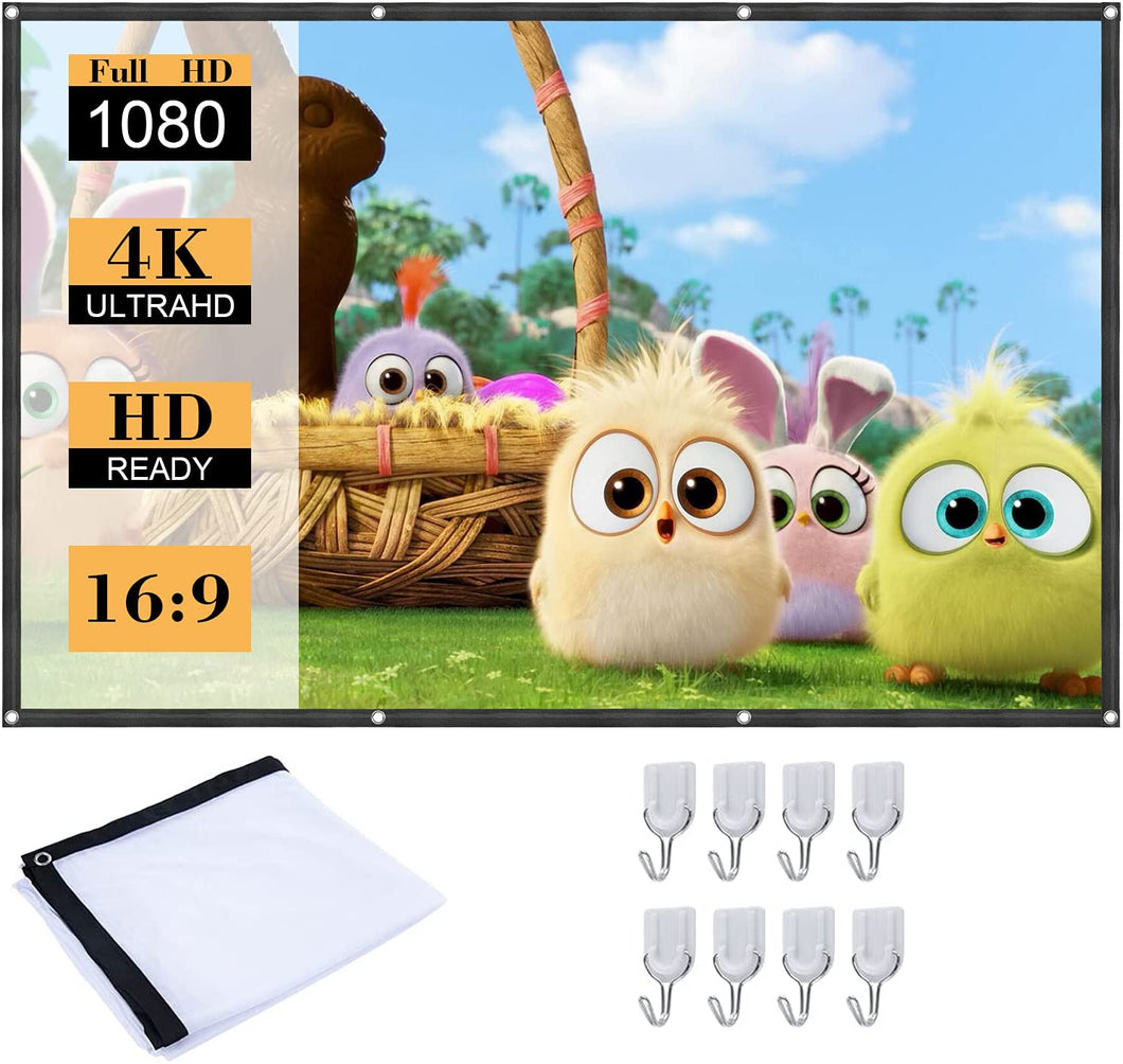 Projector Screen 120 inch 16:9 HD Anti-Crease Portable Projection Screen, Foldable Indoor Outdoor Projector Movies Screen for Home Theater Support Double Sided Projection