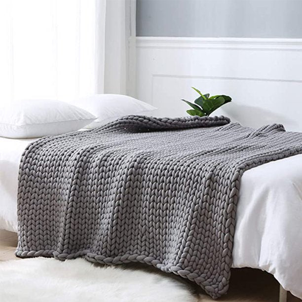 Chunky Knitted Throw Blanket