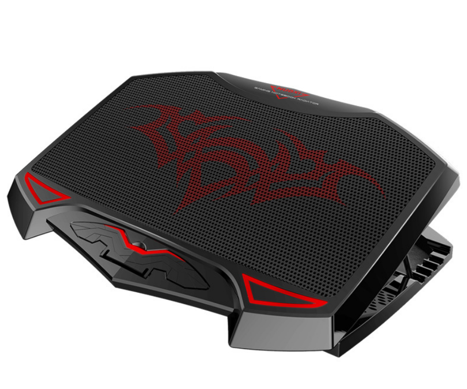 COSMONIC Laptop Cooling Plate , Laptop Fan Cooling Bracket Adjustable Angel, With 3 Silent Fans Red LED Lights