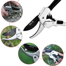 Load image into Gallery viewer, Professional SK-5 Hand Pruning Shears, Hand Pruners, Tree Trimmers Secateurs-Garden Scissors for Garden Art, Bypass Pruning Shears with Safety Lock (Sliver)
