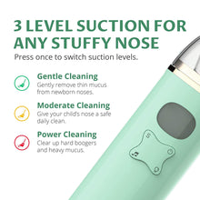 Load image into Gallery viewer, Baby Nasal Aspirator - Battery Powered Nose Cleaner with 3 Suction Levels for Newborn Infant Toddlers Kids for First Aid Kits &amp; Nurseries
