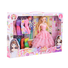 Load image into Gallery viewer, Fashion Doll Dress Up Kit Small Toddler Doll Clothes Outfit 15 pcs Movable Portable Babysitting Fashion Toy Gift for 3 to 8 Year Old
