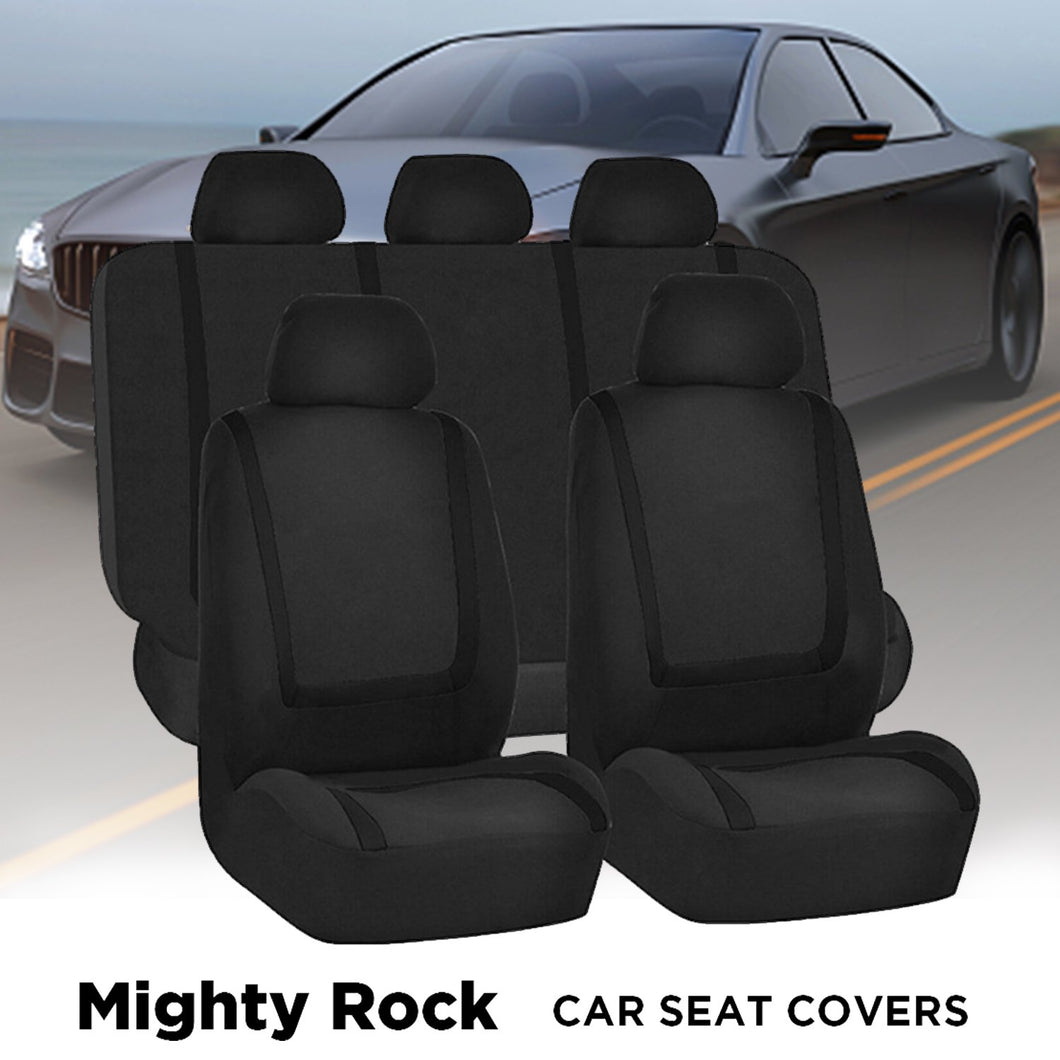 Car Seat Covers, Full Set - Front and Rear Bench Back Seat Cover Easy to Install, Universal Fit for Cars Auto Truck Van SUV for Four Seasons Universal Black Nine-Piece Set