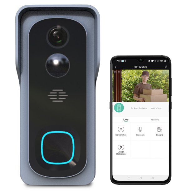 WiFi Video Doorbell Camera Wireless Doorbell Camera 1080P HD PIR Motion Detection 2-Way Audio Night Vision IP65 Waterproof 32GB Pre-installed