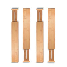 Load image into Gallery viewer, Bamboo Drawer Divider Set of 4 - Kitchen Drawer Organizer Spring Adjustable &amp; Expendable Drawer Dividers - Best for Kitchen, Dresser, Bedroom, Desk, Fits Most Drawers
