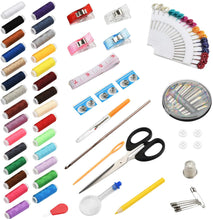 Load image into Gallery viewer, Sewing Kit for Adults and Kids - Small Beginner Set w/ Multicolor Thread, Needles, Scissors, Thimble &amp; Clips - Emergency Repair and Travel Kits - Sewing Accessories and Supplies
