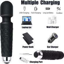 Load image into Gallery viewer, Massage Wand, Personal Massager for Women with 8 Speeds 20 Patterns, Rechargeable Personal Massager Silent and Waterproof, Perfect for Relieve Muscle Tension and Soreness All Over The Body, Black
