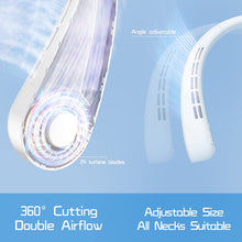 Load image into Gallery viewer, Hand-free Bladeless Neck Fan, Wearable Personal Cooling Fan, USB Rechargeable, 3 Speeds, Lower Noise, 2400mAh Battery Operated Portable Neck Fan for Both Outdoor &amp; Indoor Use
