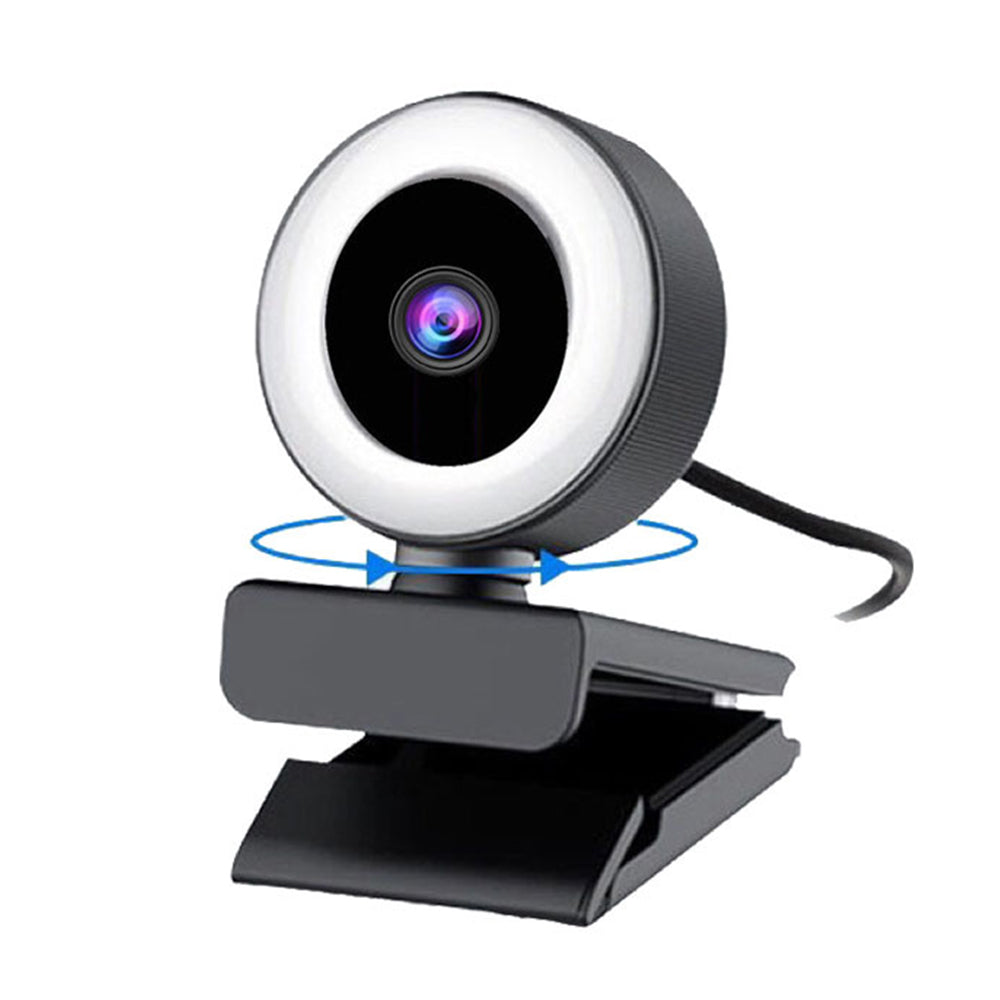 COSMONIC 1080P Webcam Computer Camera with Microphone and Ring Light, 3-Level Adjustable Brightness Web Camera for Laptop and PC