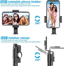 Load image into Gallery viewer, Selfie Stick Tripod with Remote, Extendable Selfie Stick Tripod with LED Ring Light, Detachable Remote, Black
