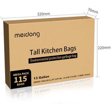Load image into Gallery viewer, Trash Bags, Meidong Garbage Bag 13 Gallon Large Kitchen Drawstring Strong Bag, 5 Rolls/115 Pcs, White

