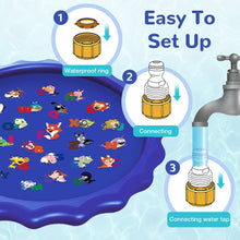 Load image into Gallery viewer, Meidong Splash Pad Sprinkler for Kids Toddlers 68" Splash Water Pad,Outdoor Swimming Pool Splash Play Mat Water Toys for Children for Fun Games Learning Blue
