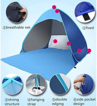 Load image into Gallery viewer, Beach Tent Camping Tent with Tent Stakes, Pop Up Tent for 1-3 Person, Sun Shelters Portable Tent for Family Camping Fishing Picnic
