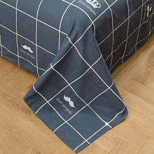 Load image into Gallery viewer, 4 Piece Summer Thin Duvet Cover Set Twin (1 Duvet Cover + 2 Pillow Shams + 1 Flat Sheet) with Plaid Blue, Soft Microfiber with Zipper Closure for Adult/Kids
